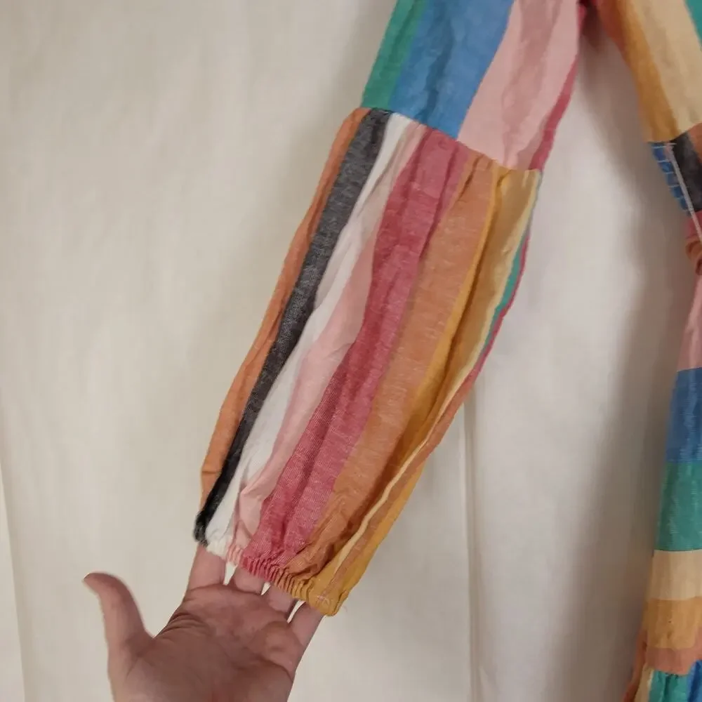 Billabong x Sincerely Jules rainbow striped vneck maxi dress Size XS Boho - Picture 8 of 11